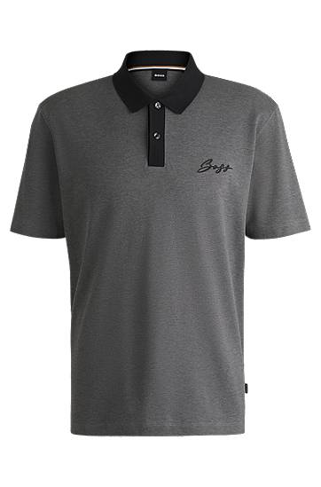 Polo tričko BOSS Mercerized Cotton Polo Shirt with Script Logo Šedá | 50531402, 0
