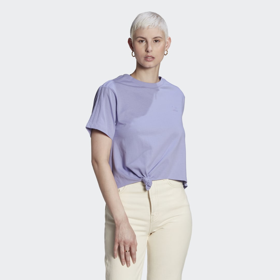 Tričko adidas Originals Knot Cropped Tee Fialová | HB9479, 0