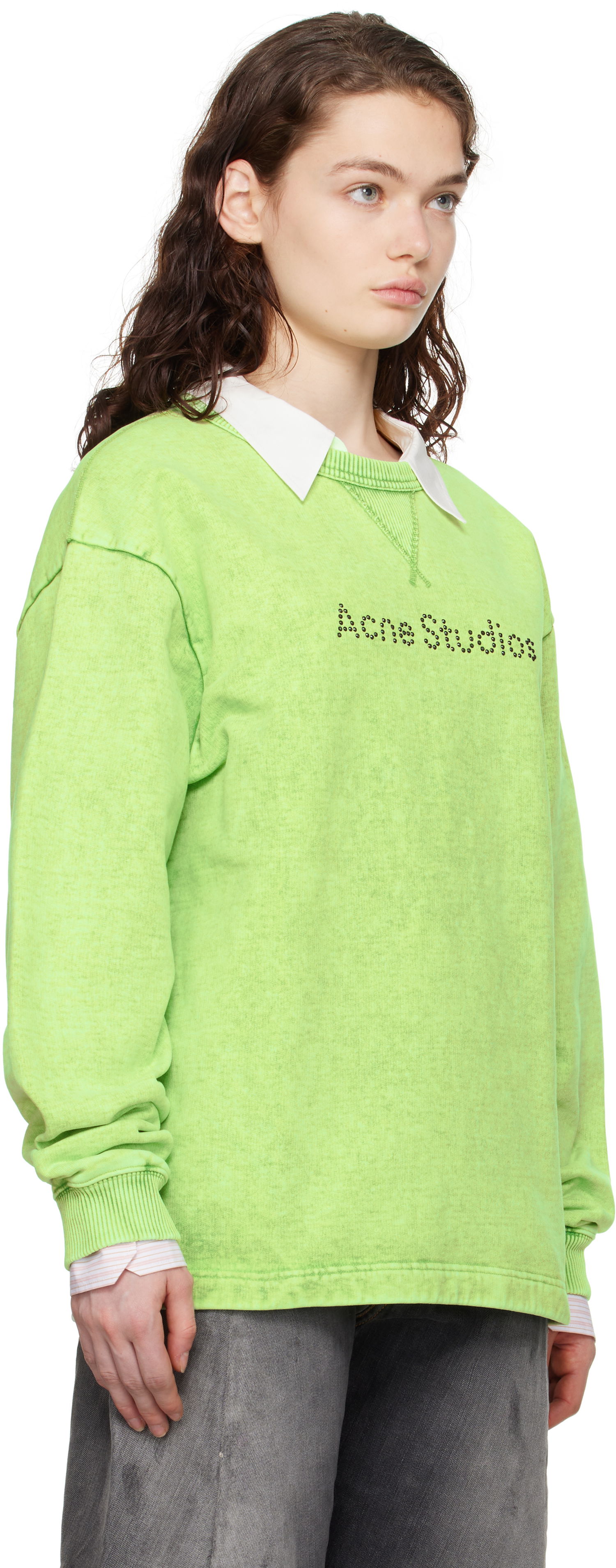 Sveter Acne Studios Acne Studios Logo Stud Sweatshirt Zelené | CI0190-, 1