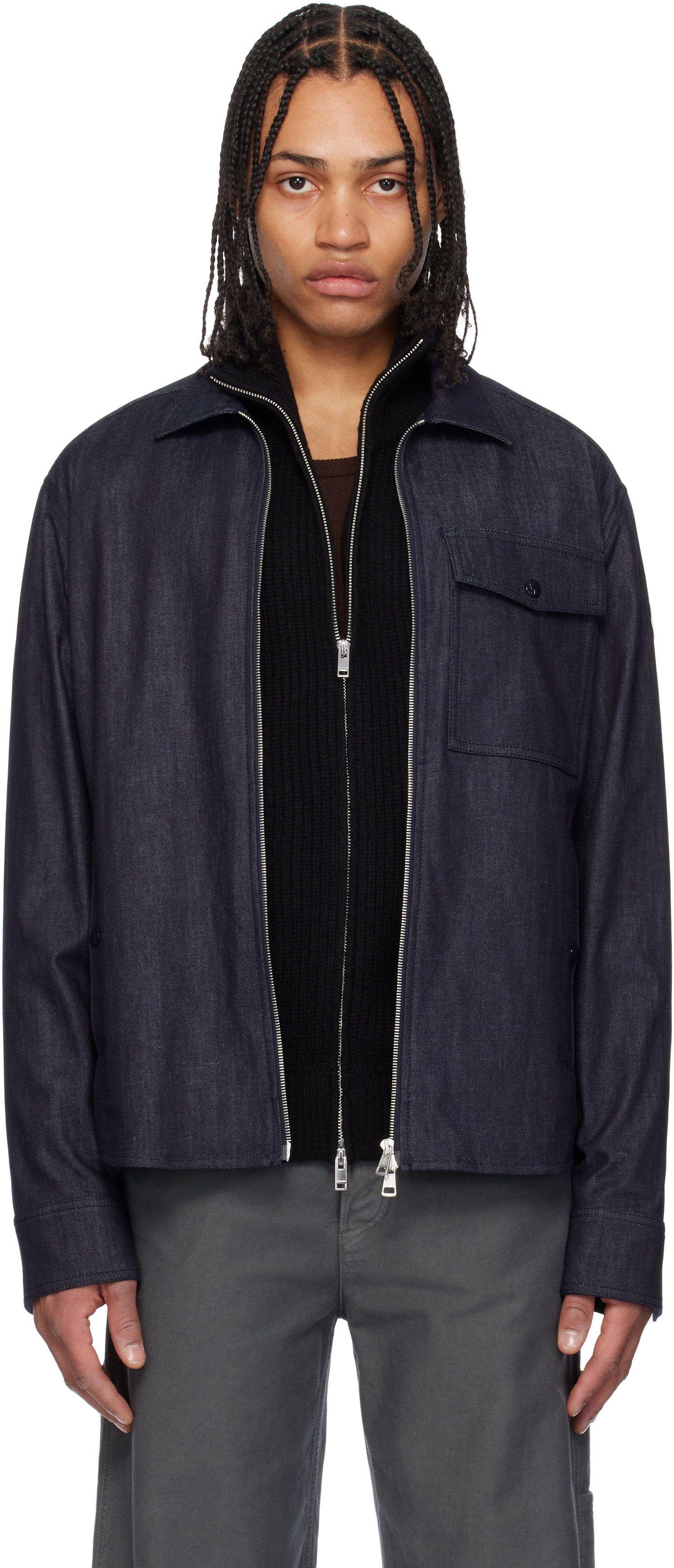 Bunda Moncler Moncler Long Sleeve Zip-Up Denim Jacket Modrá | K10912F00017M6688, 0