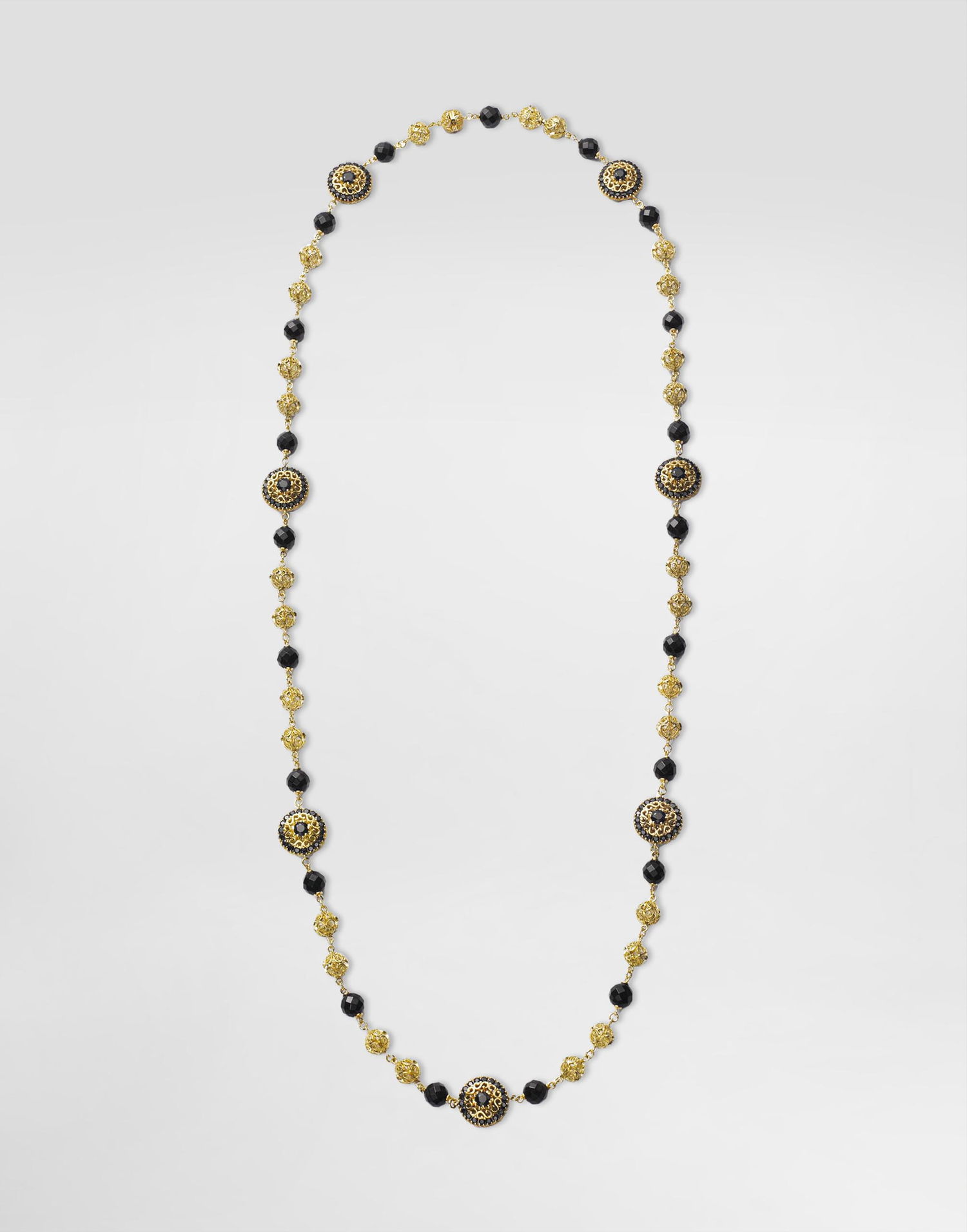 Náhrdelník Dolce & Gabbana Dolce & Gabbana Sicily 18K Gold, Black Sapphires & Jade Necklace Čierna | WNKS1GWSABKZOO00, 0