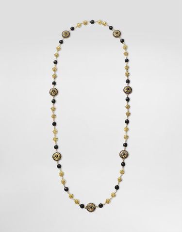 Náhrdelník Dolce & Gabbana Dolce & Gabbana Sicily 18K Gold, Black Sapphires & Jade Necklace Čierna | WNKS1GWSABKZOO00, 0
