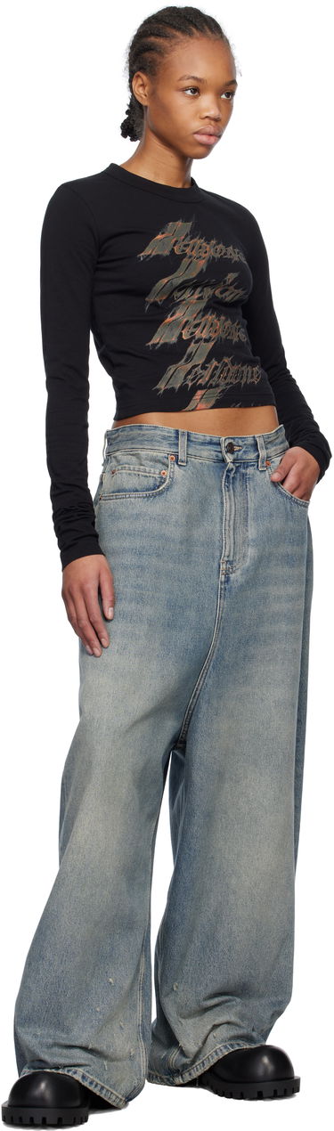 Crop Top We11done We11done Spark Graphic Long Sleeve Crop T-Shirt Čierna | WD-TT0-25-750-W-BK, 3
