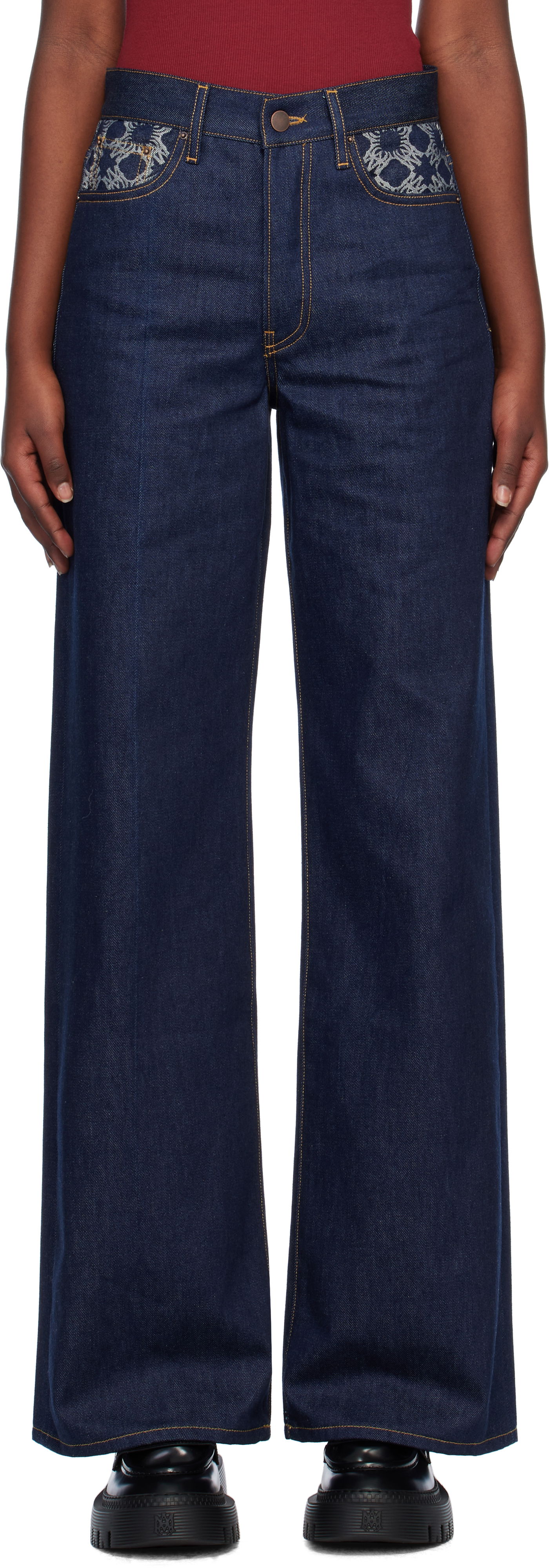 Džínsy AMIRI 'MA' Quad High Rise Wide Leg Jeans Modrá | AWDNGG1006, 0
