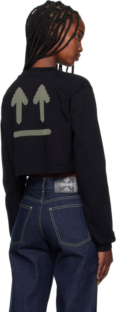 Sveter Off-White Double Arrows Cropped Long Sleeve T-Shirt Čierna | OWVB047S25JER0011000, 2