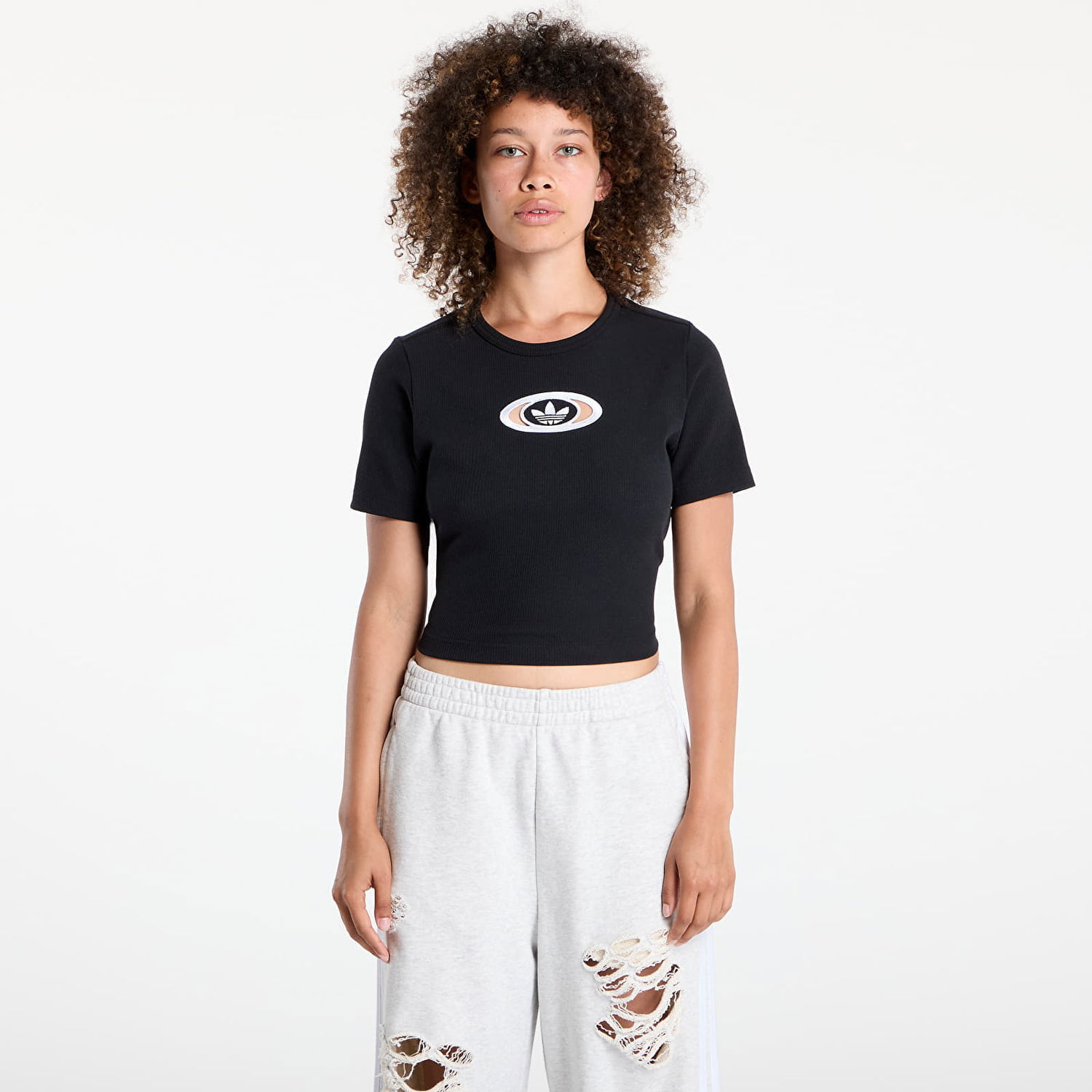 Crop Top adidas Originals adidas Originals Campus 2000 Rib Crop T-Shirt Čierna | KC8804, 0