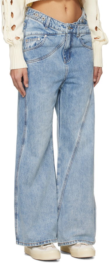 Džínsy Feng Chen Wang Feng Chen Wang Cross Waistband Wide Leg Jeans Modrá | FUS17TR02B, 1