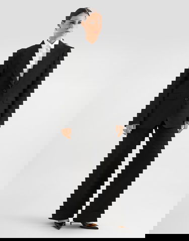 Nohavice Dolce & Gabbana High-Waisted Pleated Cuffed Wide-Leg Wool Gabardine Trousers Čierna | FTBM0TFU2OWN0000, 1