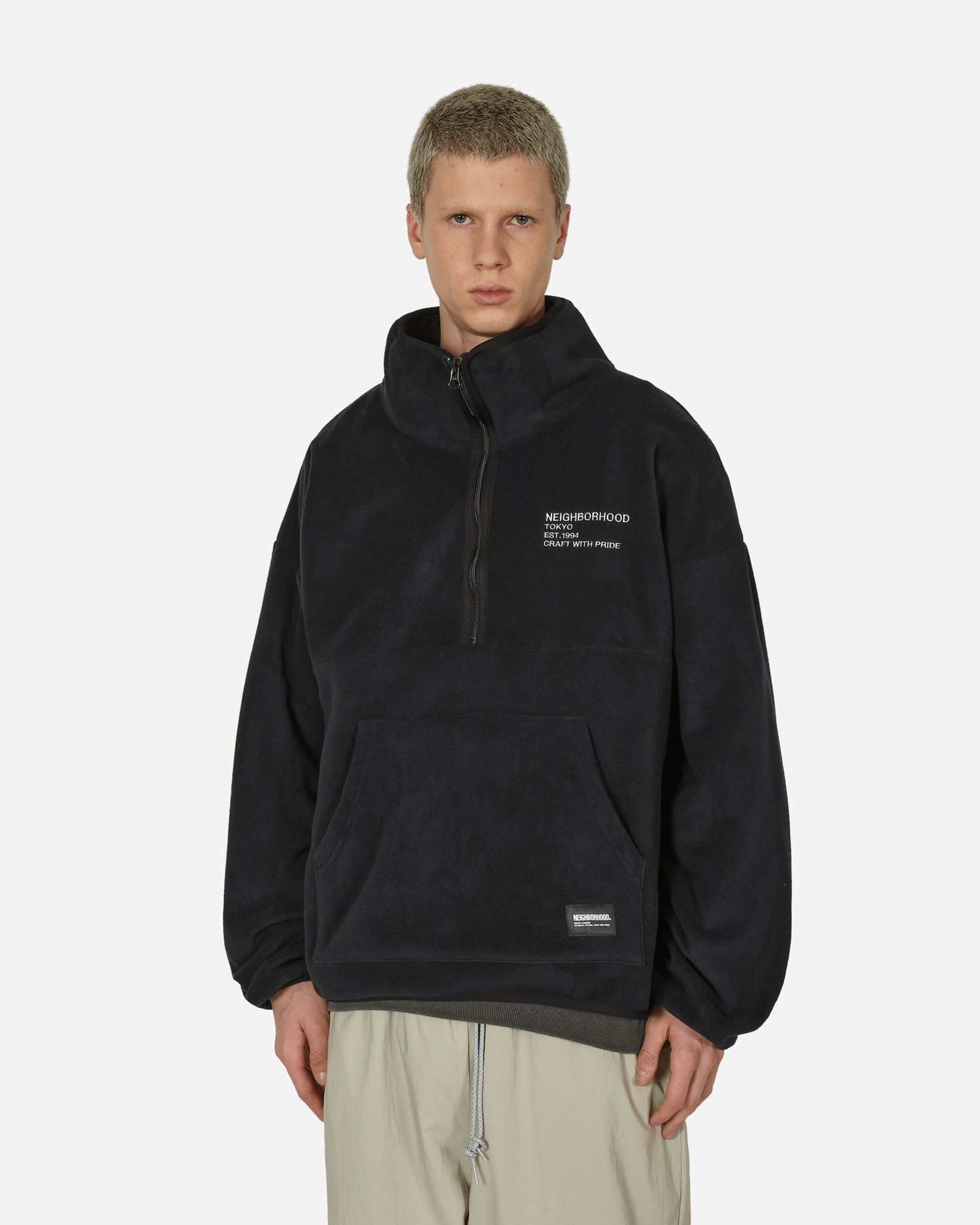 Bunda Neighborhood Half Zip Fleece Jacket Čierna | 232OKNH-CSM06 BK, 0