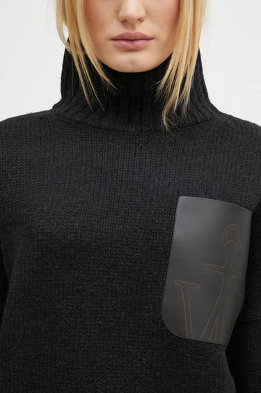 Sveter JW Anderson JW Anderson Leather Patch Pocket Turtleneck Jumper Čierna | KW1292.YN0367.999, 3