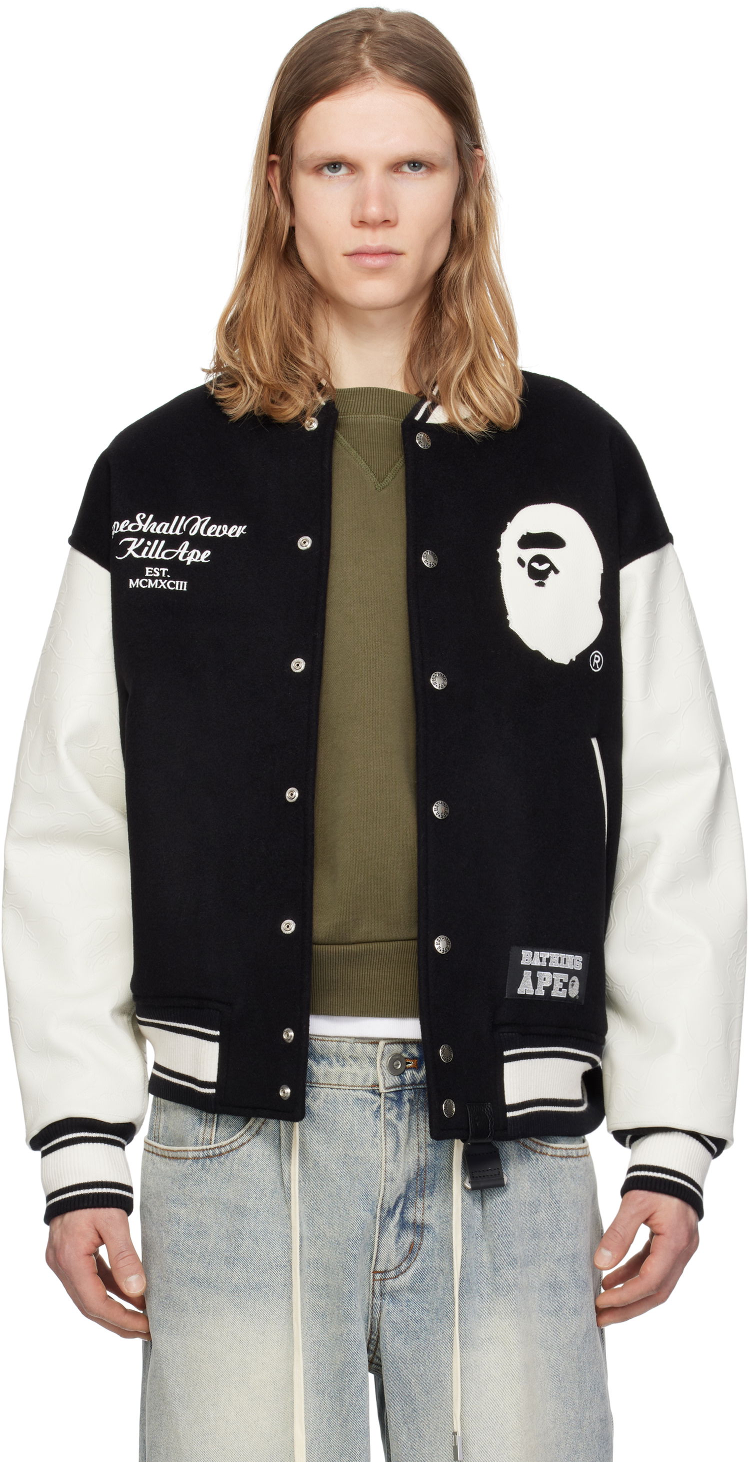 Bomber bunda BAPE A Bathing Ape Varsity Bomber Jacket Čierna | 001HJK701301N, 0