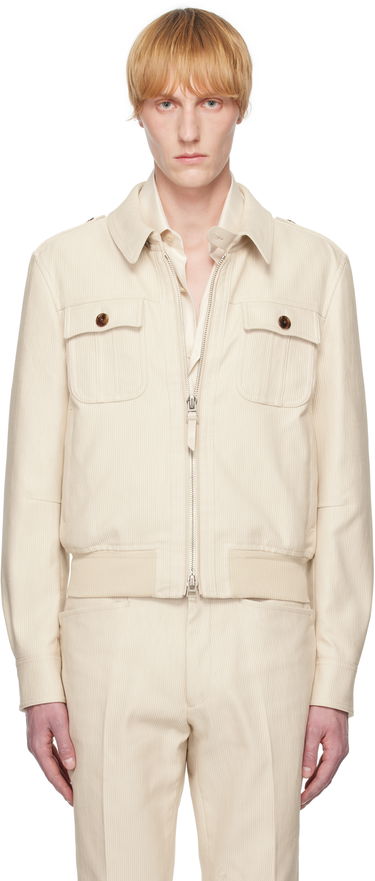 Bomber bunda Tom Ford TOM FORD Summer Corduroy Battle Jacket Béžová | OBS054-FMC210S25, 0