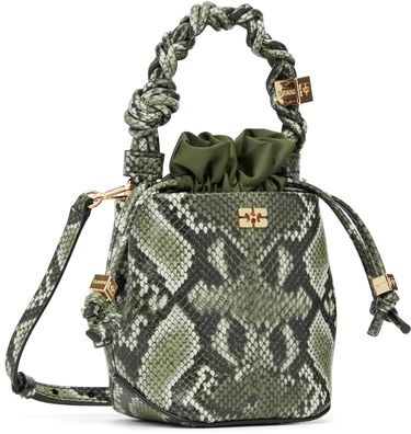 Kabelka GANNI Bou Bucke Mini Snakeskin Bucket Bag Zelené | A6702, 1