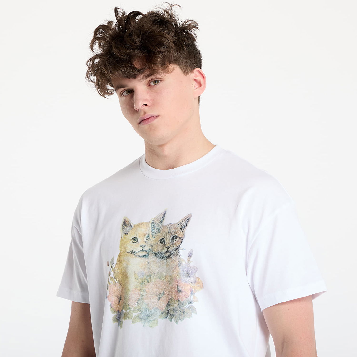Tričko Vans Oversized Short Sleeve T-Shirt with Kitten Print Biela | VN000MD2WHT1, 1