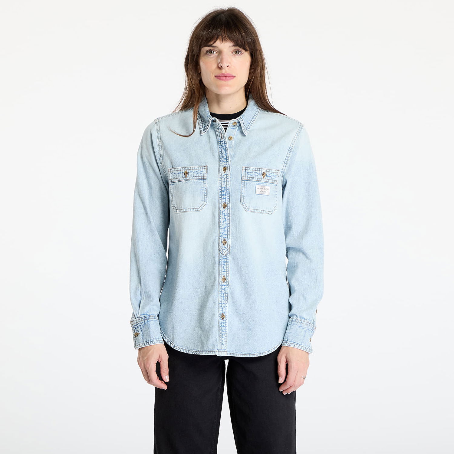 Košeľa GUESS GUESS Originals Denim Shirt Modrá | W5RH37D5M83-GJRV, 0
