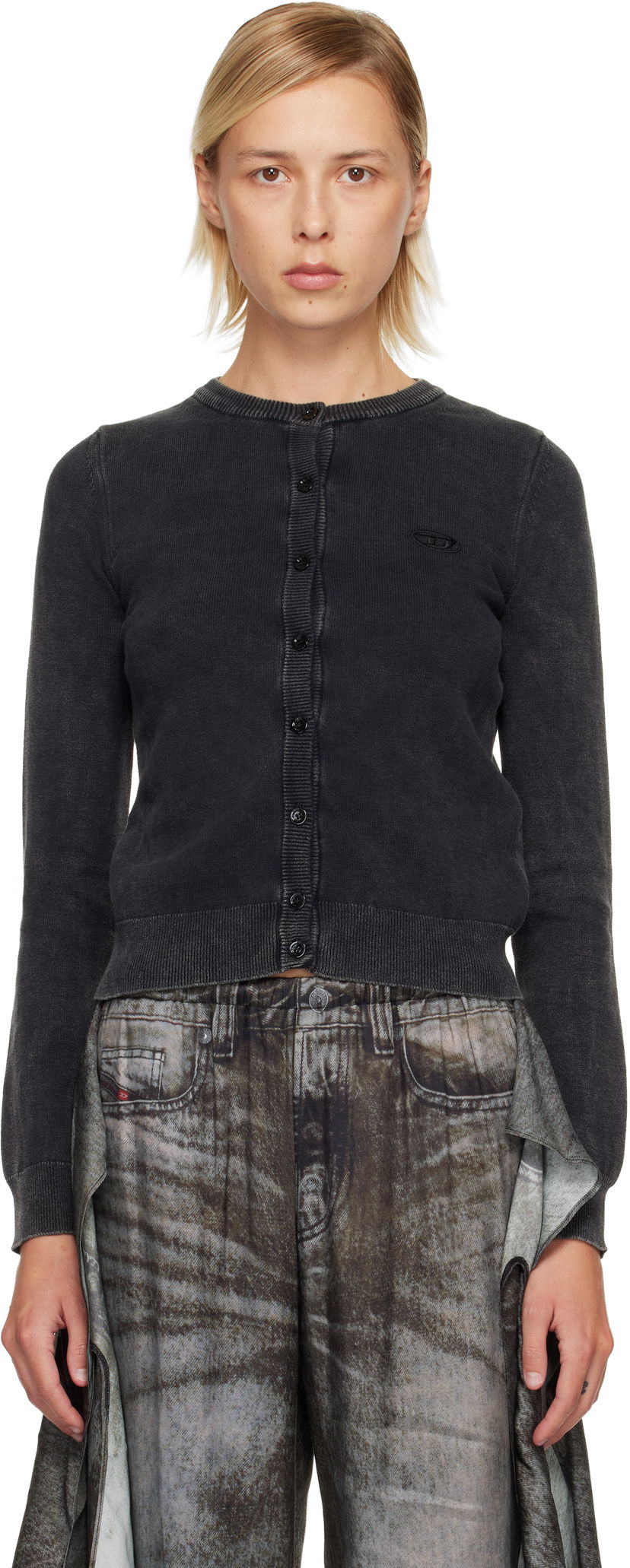 Sveter Diesel M-Bethanie Ribbed Cardigan Čierna | A21859 0QKBT