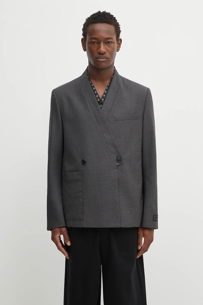 Bunda KENZO Kenzo Weave Adjusted Kimono Tailored Blazer Šedá | FF65VE1459ID