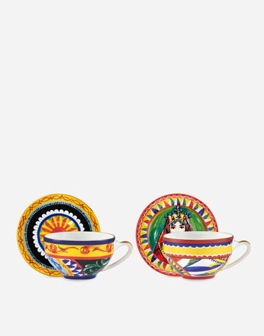 Home decor Dolce & Gabbana Ornate Porcelain Teacups and Saucers Gift Set with Sun Motif Rôznofarebný | TC0S20TCM08UC156, 1