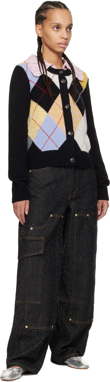 Sveter GANNI GANNI Harlequin Knit Cardigan Rôznofarebný | K2380, 3
