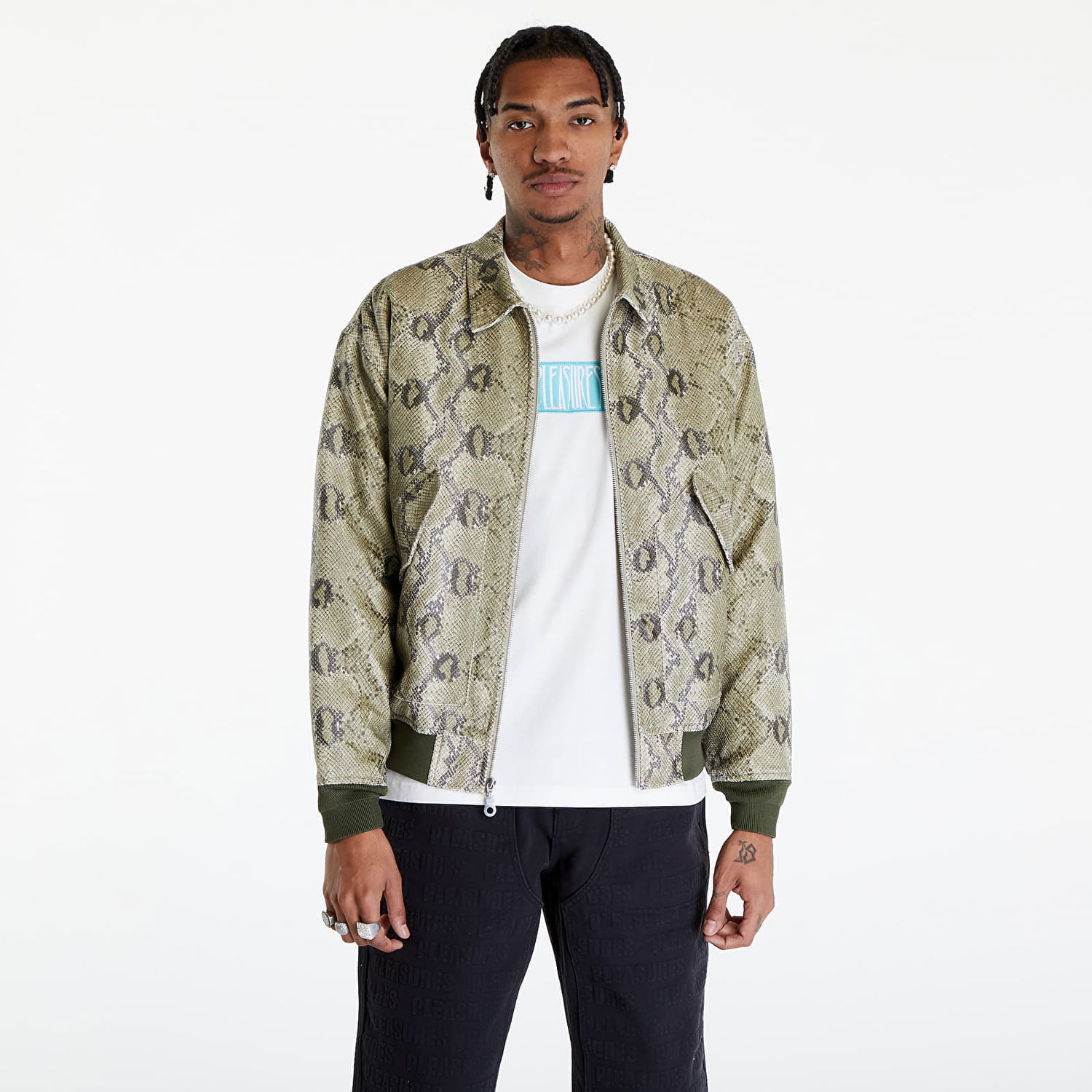 Bunda Pleasures Rattle Flight Jacket Zelené | P24SP013 GREEN, 0