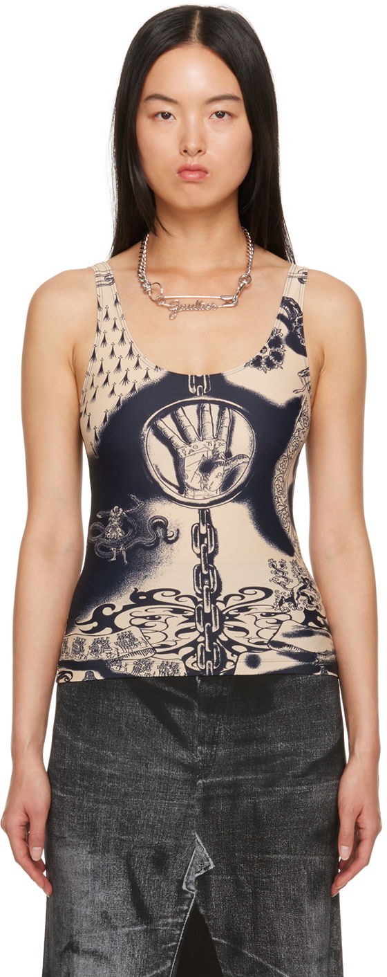 Tielko Jean Paul Gaultier Gaultier Graphic Print Tank Top Béžová | 23/15-F-DB013-J526-6359, 0