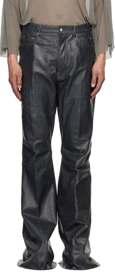Nohavice Rick Owens Rick Owens Hollywood Bolan Bootcut Leather Pants Čierna | RU01E5335 LTP, 0