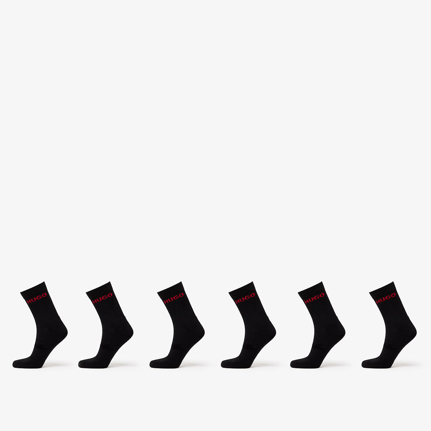Ponožky BOSS Hugo Rib Logo Sock 6-Pack Black Čierna | 50510187-001, 0