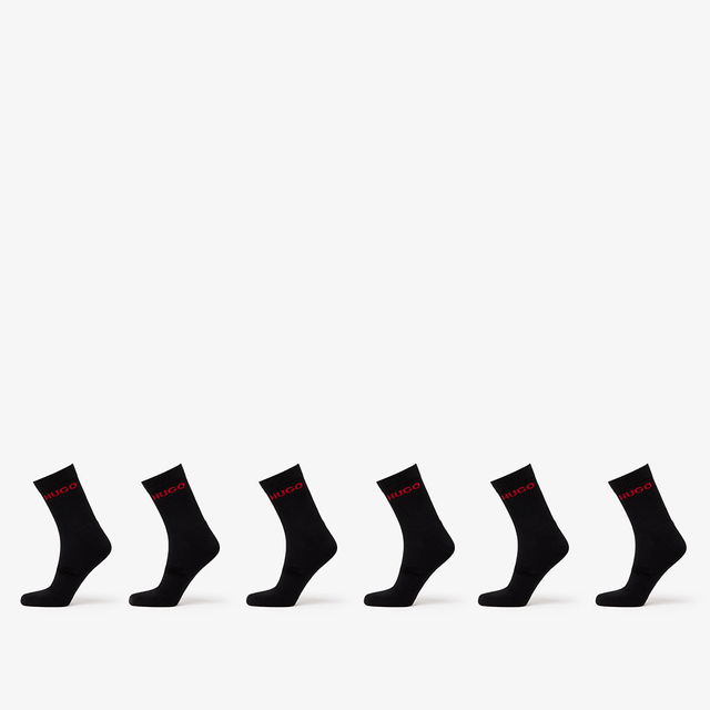 Hugo Rib Logo Sock 6-Pack Black