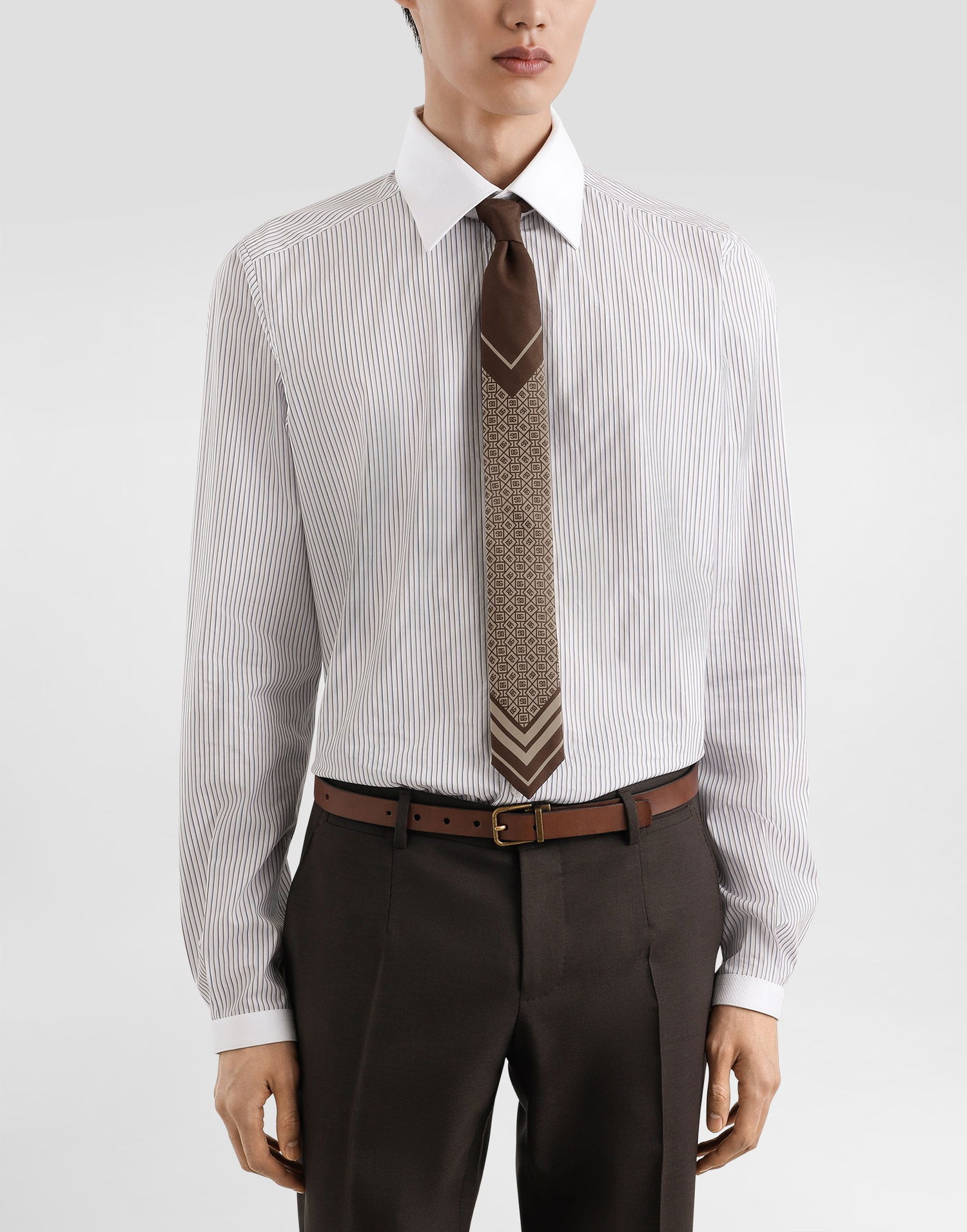 Doplnky Dolce & Gabbana Dolce & Gabbana Micro-Design & Logo Twill Tie Hnedá | GT149EG0WV4HH8QM, 1