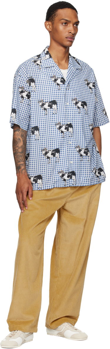 Košeľa Moschino Moschino Archive Cow Gingham Print Shirt Modrá | 252ZZV021352541293, 3