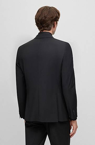 Bunda BOSS BOSS Slim-Fit Virgin-Wool Blend Jacket Čierna | 50482734, 1