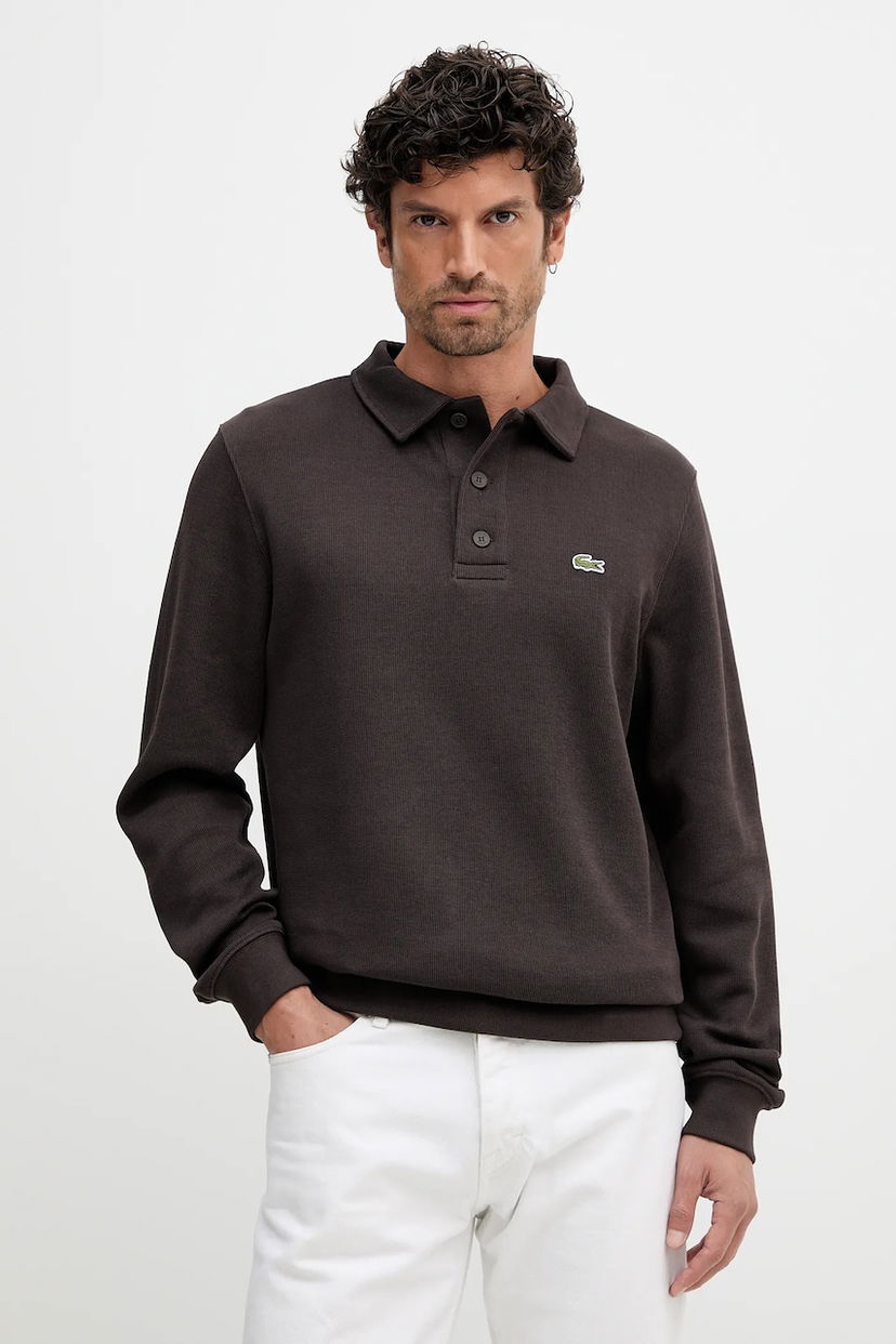 Polo tričko Lacoste Lacoste Men's Long Sleeve Polo Shirt Hnedá | SH5781