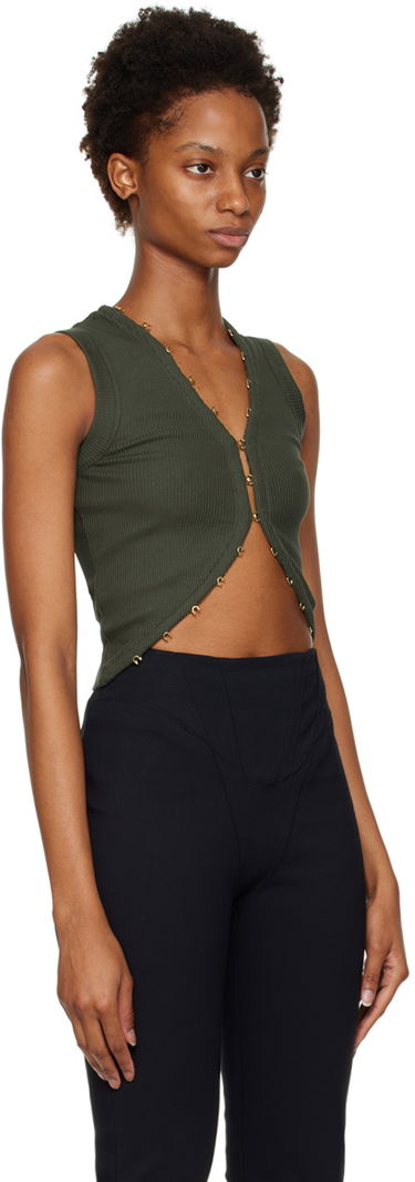 Tielko Dion Lee Hook & Eye Ribbed Tank Top Zelené | C3075F22, 1
