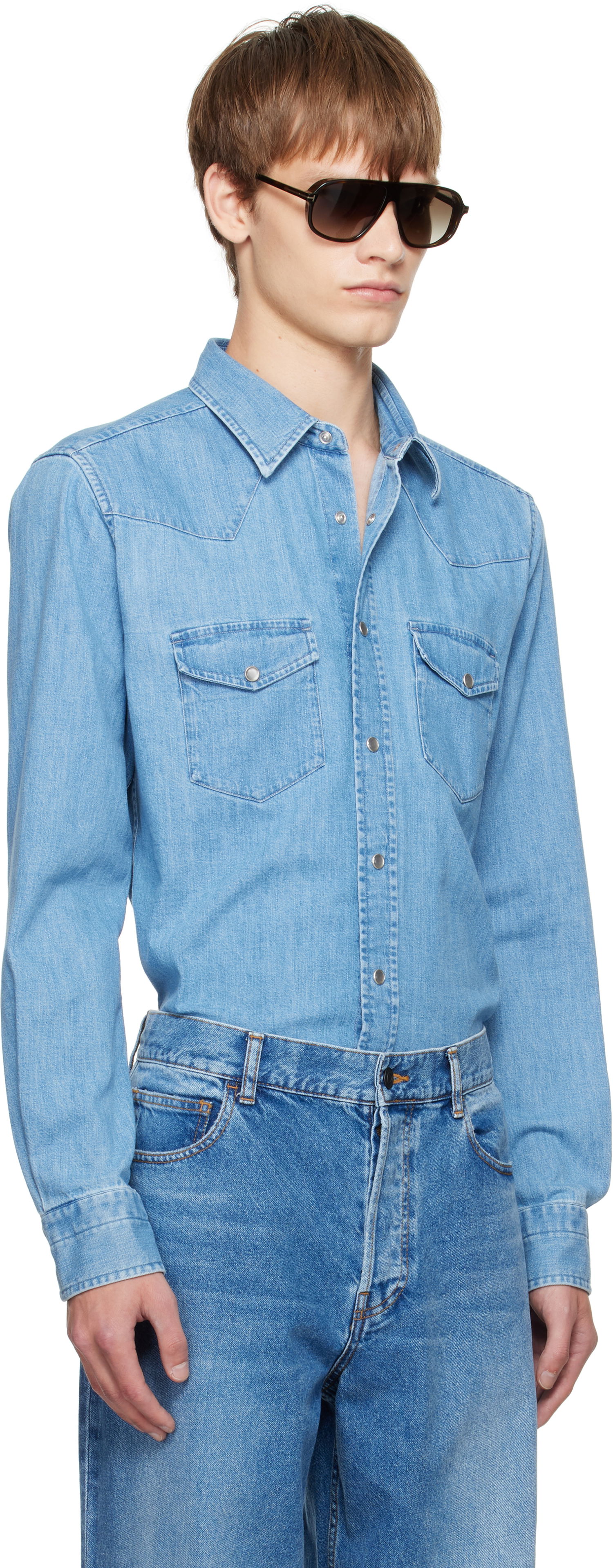 Košeľa Tom Ford TOM FORD Western Denim Shirt Modrá | HDS001-FMC239, 1