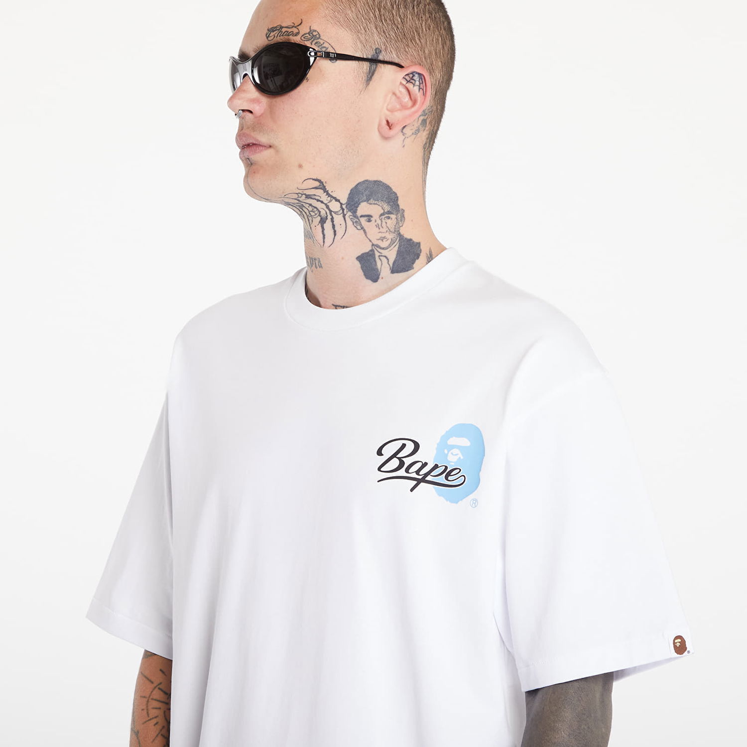 Tričko BAPE A BATHING APE Cursive College Logo Relaxed Fit Short Sleeve Tee White Biela | 001TEK801303M WHT, 1