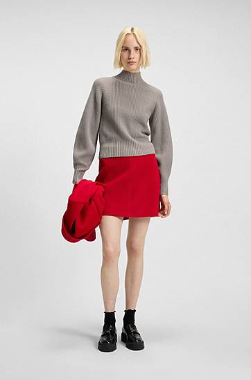 Sveter BOSS Loose-fit rollneck sweater with raglan sleeves Šedá | 50548292, 1
