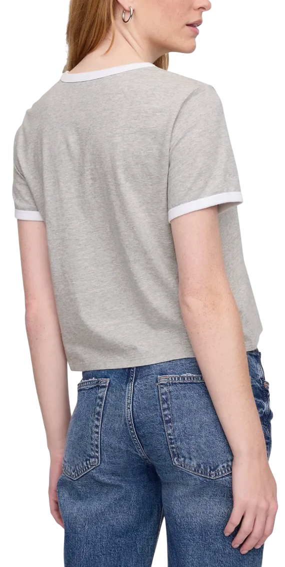 Crop Top GAP Ringer Crop T-Shirt 1969 ATHLETICS Šedá | 781556-00, 1