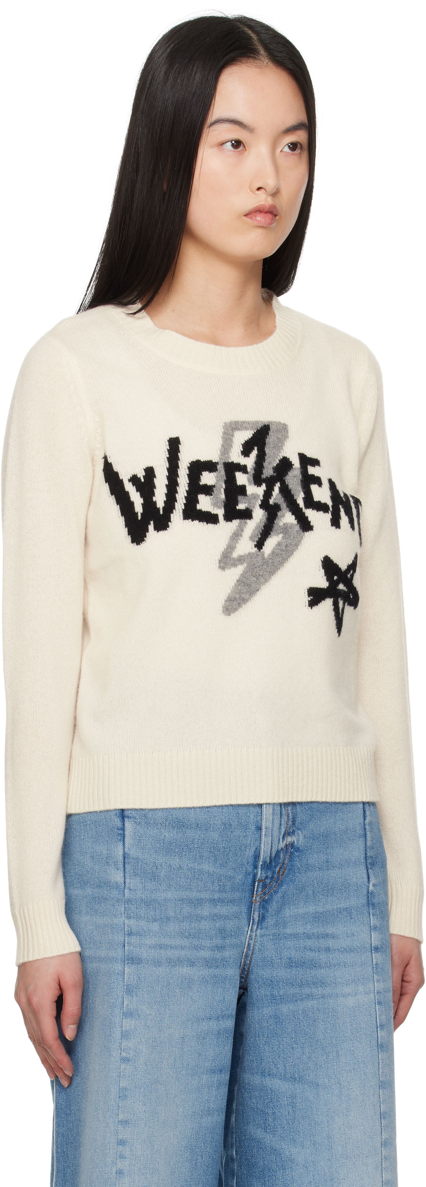 Sveter Max Mara Weekend Max Mara Kansas Graphic Print Sweater Biela | 2515361011600, 1