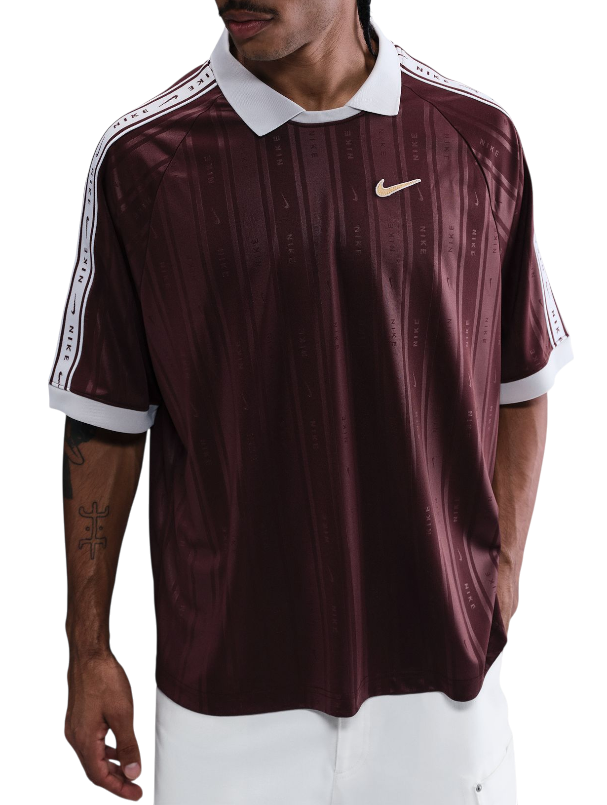 Polo tričko Nike Sportwear Vertical Stripe Polo Shirt with Taped Sleeves Vínová | ih4292-652, 0