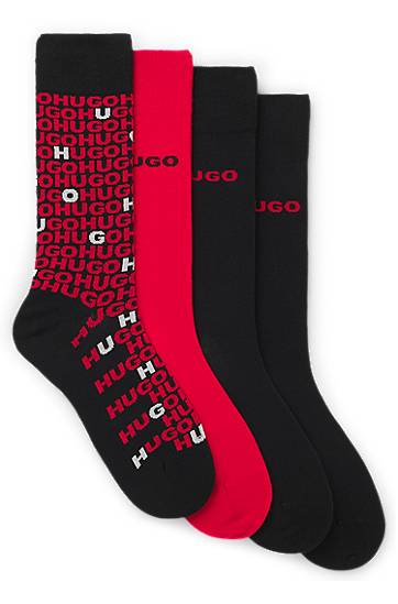 Ponožky BOSS Four-pack regular-length socks with logo designs Červená | 50546673, 0