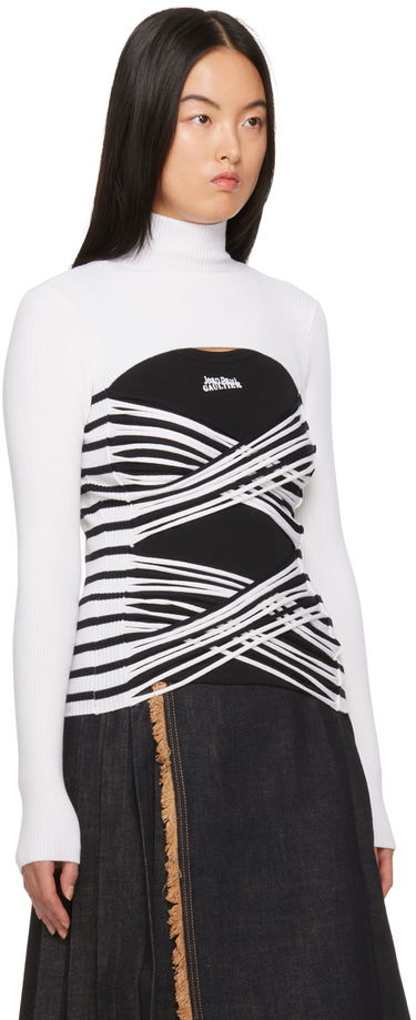 Tielko Jean Paul Gaultier Jean Paul Gaultier Striped Turtleneck and Bustier Top Čierna | 23/15-F-PL038-M056-0159, 1