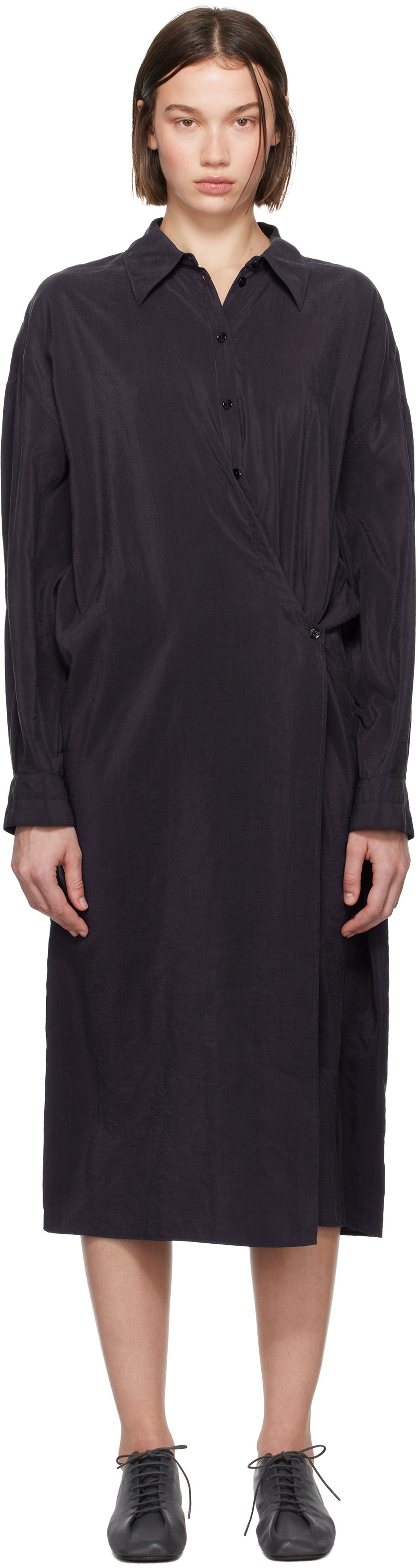 Šaty LEMAIRE Straight Collar Twisted Dress Čierna | DR1092 LF1308, 0