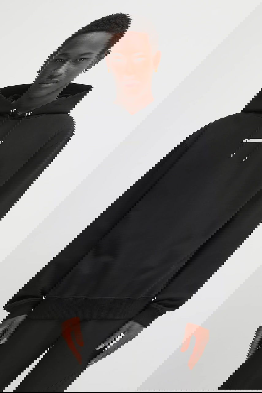 Mikina HELIOT EMIL Plain Cotton Hooded Sweatshirt Čierna | PREAW25.M.08.077.BLK01, 0