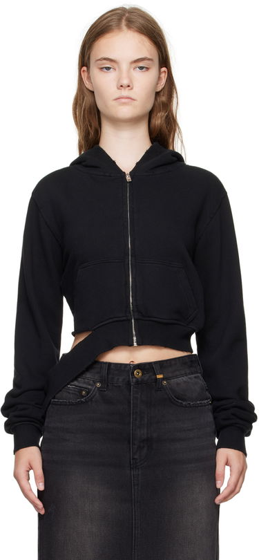 Mikina We11done We11done Distressed Zip-Up Hoodie Čierna | WD-TJ2-24-808-W-BK, 0