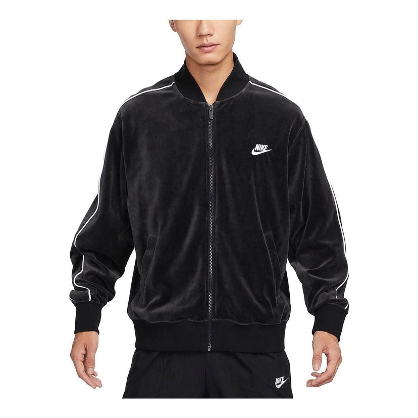 Bomber bunda Nike Sportswear Club Velour Jacket Čierna | FB8232-010