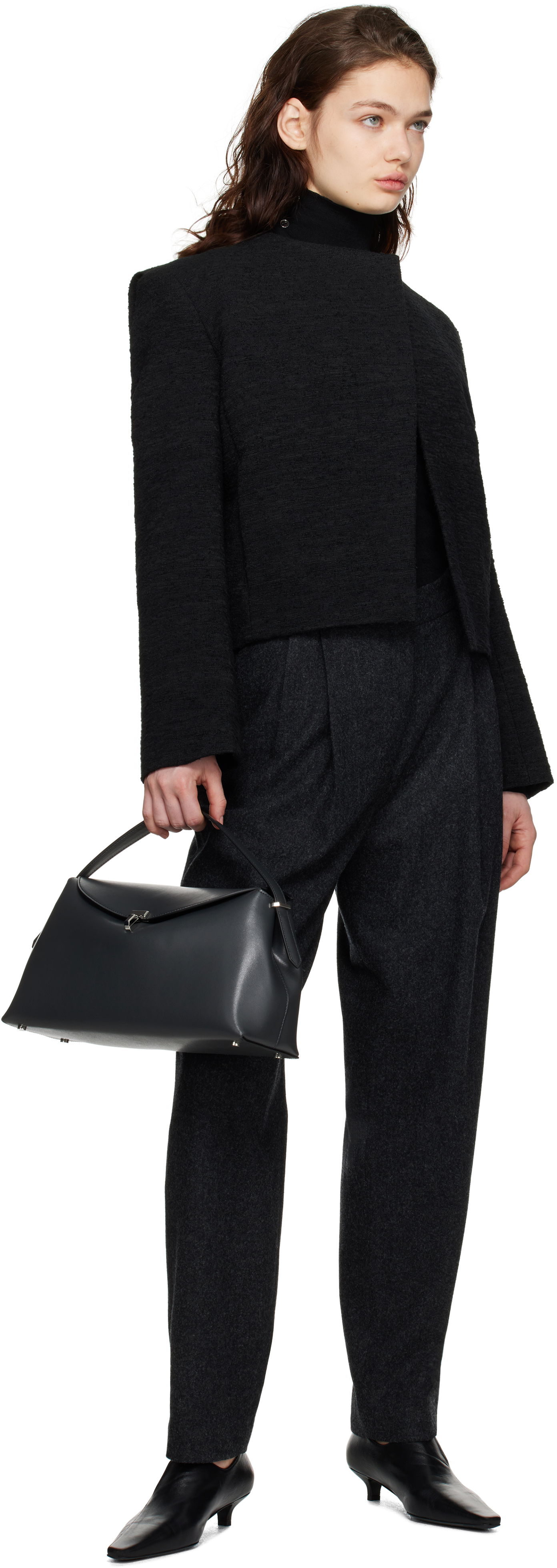 Leather Kitten Heel Pumps