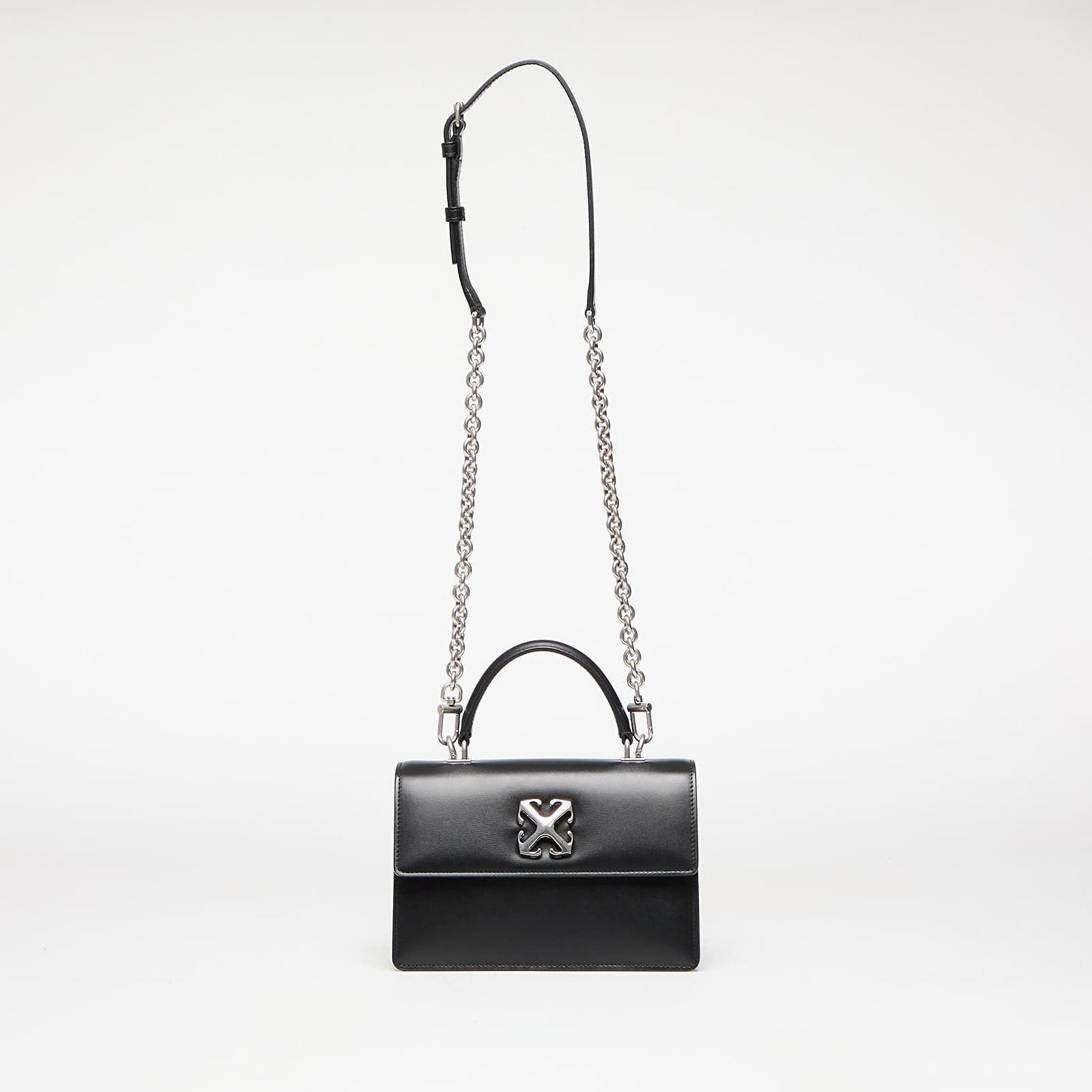 Kabelka Off-White Jitney 1.4 Black Leather Top Handle Bag Čierna | OWNP050C99LEA0011072, 0