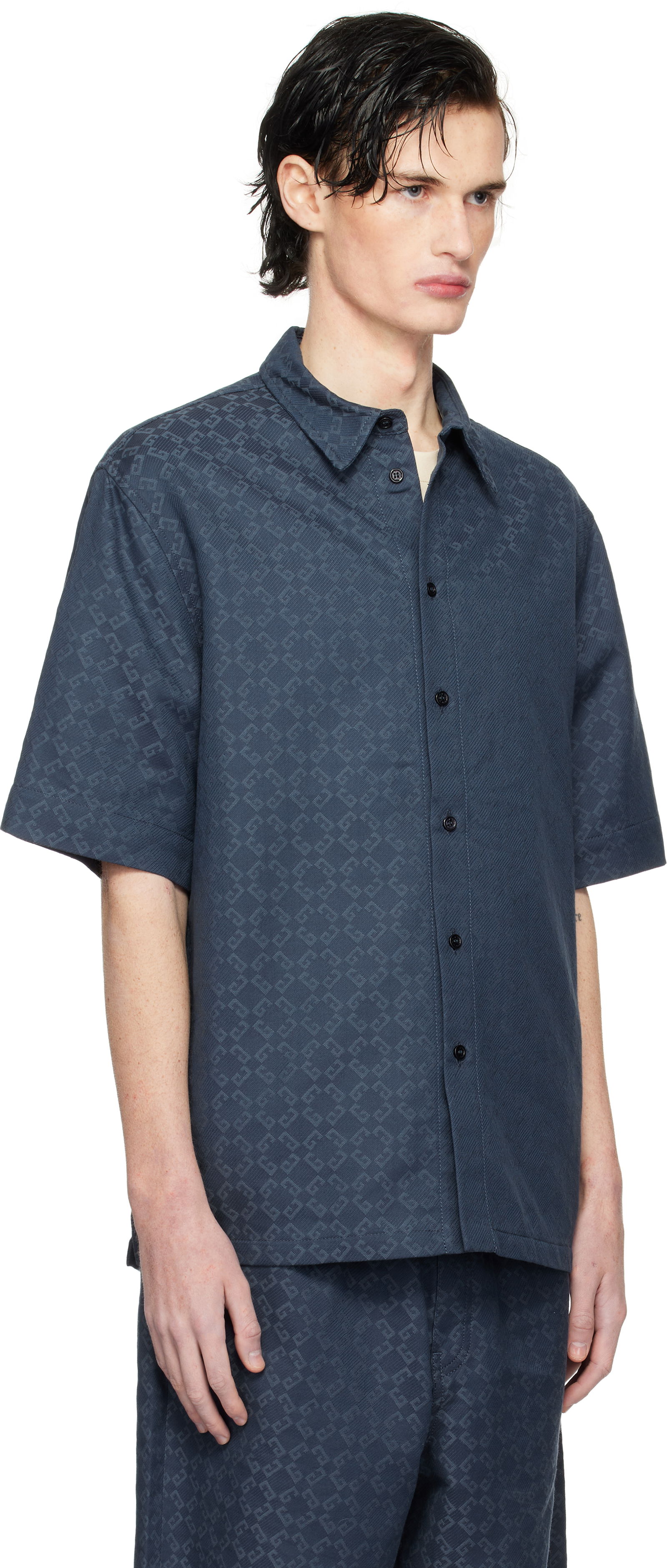 Shiny Monogram Denim Shirt