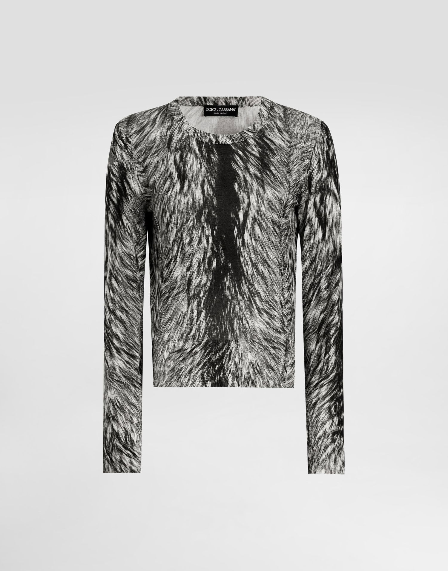 Sveter Dolce & Gabbana Silk Animal Print Sweater Šedá | FXX12TJAHLAHI3VQ, 0