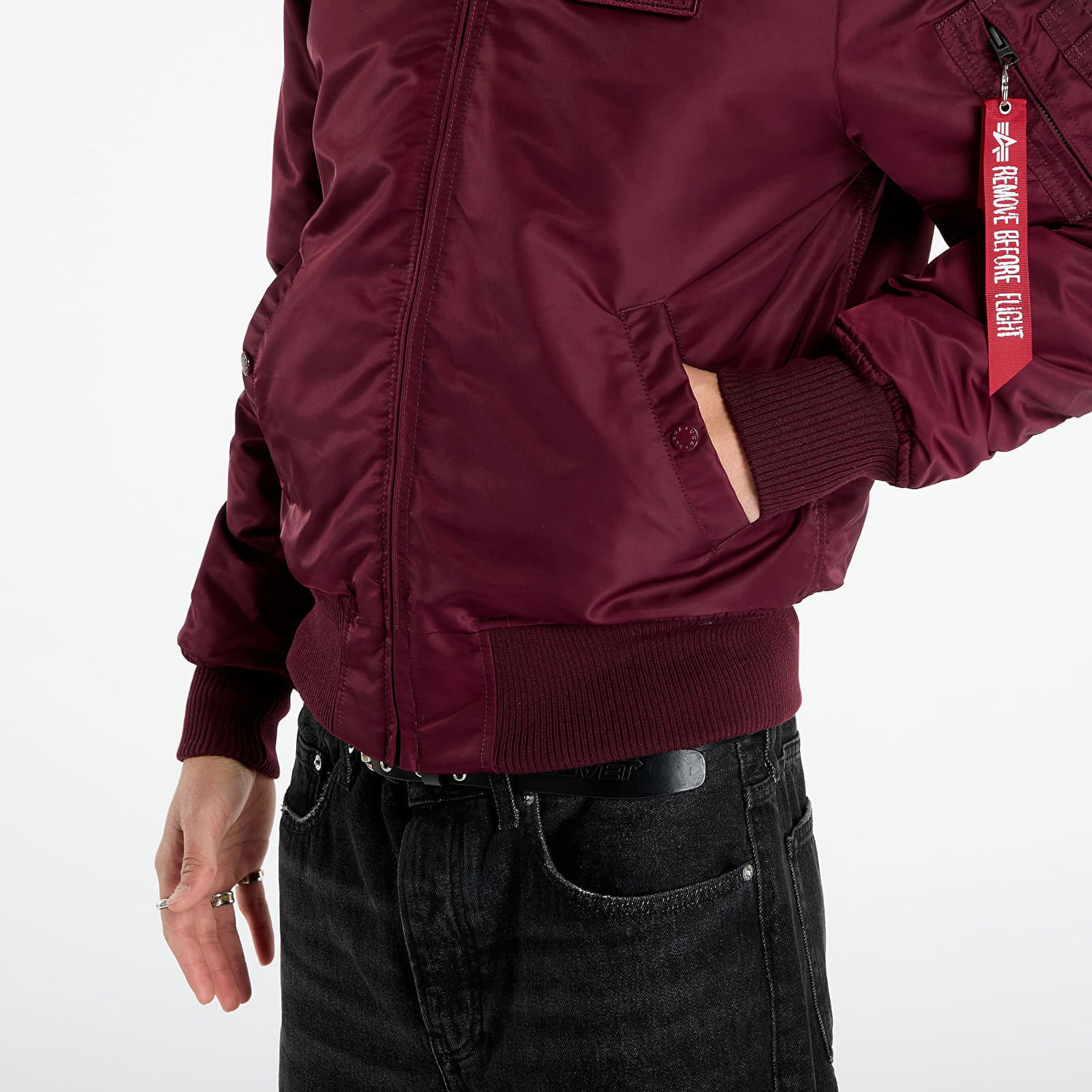 Bomber bunda Alpha Industries Jacket MA-1 Zip Hood Backprint Vínová | 128113-608, 1